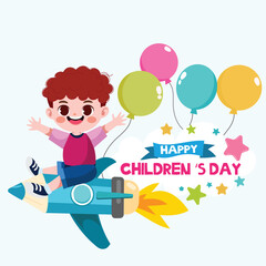 Hand drawn flat world children's day illustration