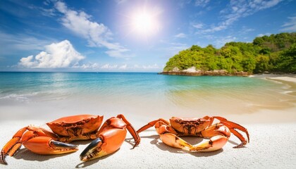 crabs on the sand on the beach - Powered by Adobe