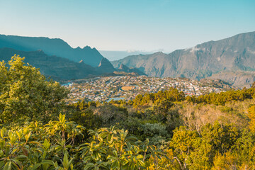 La Roche Merveilleuse view over Cilaos, Reunion - France