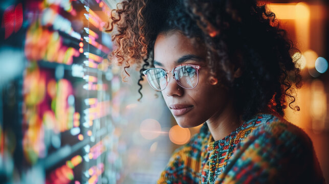 Young female digital native is navigating through the Social Networks and exploring creativity of the internet.