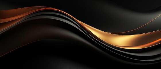 Warm bronze lines flowing on a matte black background, evoking a sense of warmth and elegance