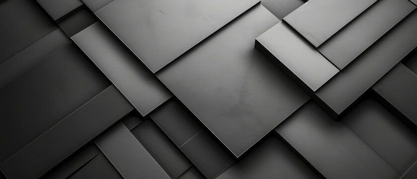 Fototapeta Abstract geometric black gray grey 3d texture with squares and square cubes background, concrete cement wall , textured wallpaper