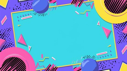 90's Style Bell Tones Design with Saved Copy Space - Make The Party Invites Pop with Colorful Flair! - Memphis pattern background