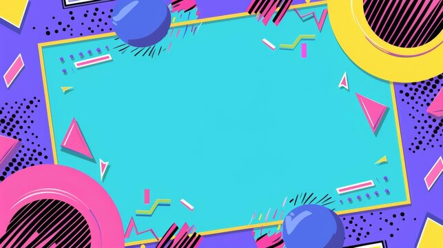 90's Style Bell Tones Design with Saved Copy Space - Make The Party Invites Pop with Colorful Flair! - Memphis pattern background