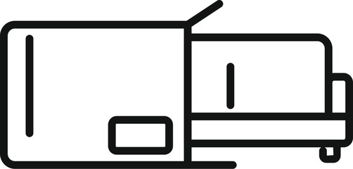 Simple black line vector of a contemporary microwave, ideal for kitchen appliance designs