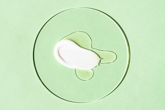 Cream and serum smears on transparent surface