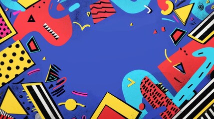 90's Style Bell Tones Design with Saved Copy Space - Make The Party Invites Pop with Colorful Flair! - Memphis pattern background