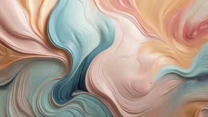 Abstract background , silk texture with pastel flowing patterns in blue, pink, and beige tones