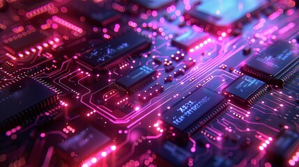 Obraz premium Futuristic AI Chips with Digital Design Perfect for Technology Banner: Advanced Artificial Intelligence Concept