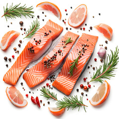 Sliced salmon background, Generative AI