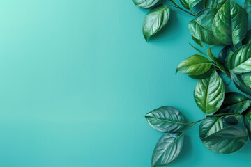 Green plant with leaves on blue background. Suitable for nature, ecofriendly, and garden design concepts in graphic design projects.