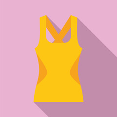 Stylish yellow tank top icon in a flat design, isolated on a chic pink backdrop