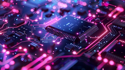 Fototapeta premium Futuristic AI Chips with Digital Design Perfect for Technology Banner: Advanced Artificial Intelligence Concept