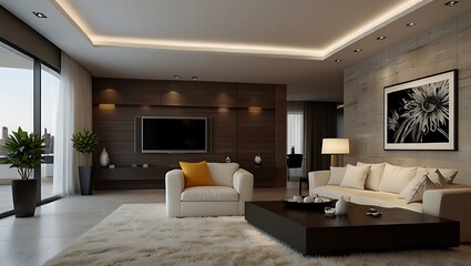 Luxurious, elegant and simple living room design