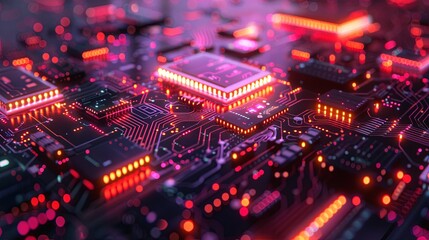 Obraz premium Futuristic AI Chips with Digital Design Perfect for Technology Banner: Advanced Artificial Intelligence Concept