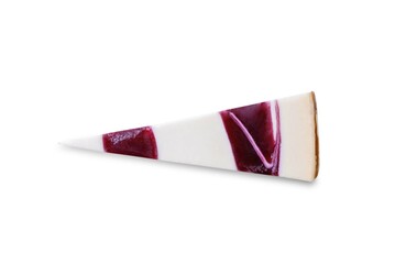 Raspberry jam cheesecake on a white isolated background