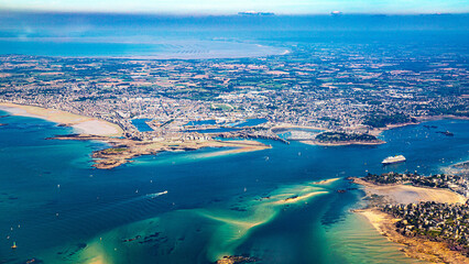 saint malo and cancale aerial view in french brittany and atlantic ocean