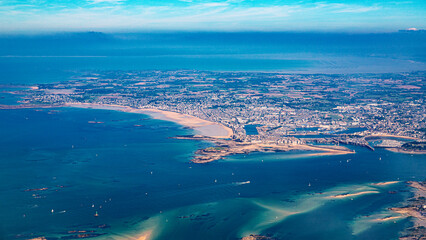 saint malo and cancale aerial view in french brittany and atlantic ocean