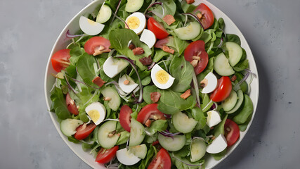 Salad with greens, tomatoes and cheese, Generative AI