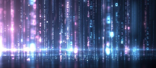 Obraz premium Cyberpunk Abstract Hi-Tech Background with Coded Rain and Vibrant Colors. Generative ai