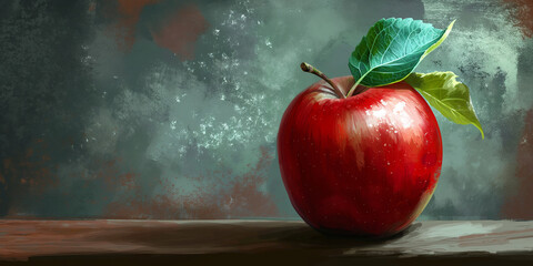 red apple on a wooden background