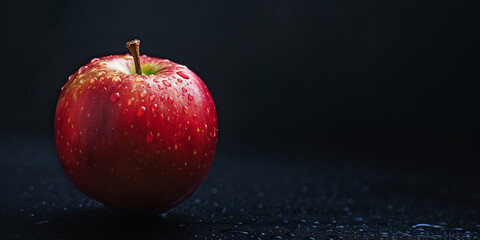 red apple on black background
