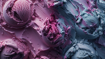 Obraz premium Detailed view of a vibrant pink and blue swirl ice cream