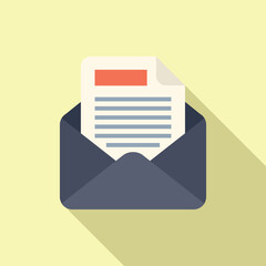 Modern flat design concept of envelope with letter icon with shadows on a yellow background
