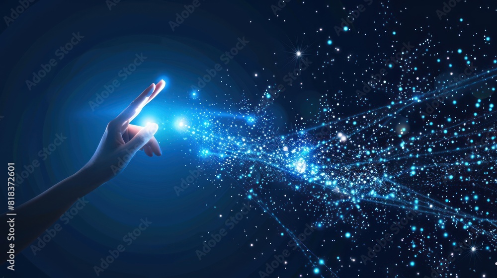 Poster hand touching abstract network ,global network connection concept, abstract concept