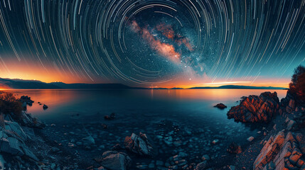 Majestic Starry Sky Long Exposure Unveiling the Celestial Majesty in Mesmerizing Detail