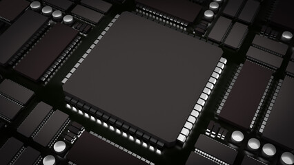 The Ic and pcb Board for technology or it concept 3d rendering.