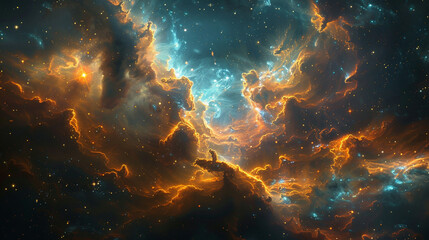 Fototapeta na wymiar Nebula and Star Cluster Capturing the Beauty of the Cosmos in Vivid Detail