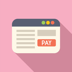 Flat design vector of a payment webpage on a pastel background, symbolizing ecommerce