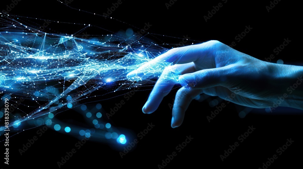 Poster hand touching abstract network ,global network connection concept, abstract concept