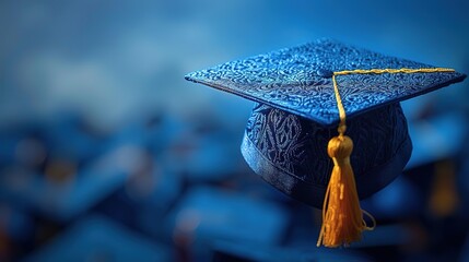 A blue graduation cap is a symbol of academic achievement and the successful completion of a course of study