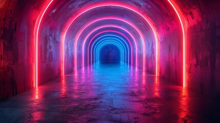 A glowing neon backdrop with open space. 