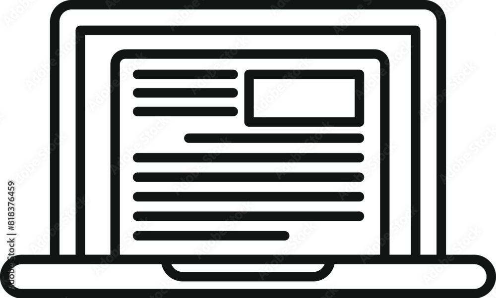 Poster vector illustration of a laptop featuring a simplified layout icon, perfect for web and print design