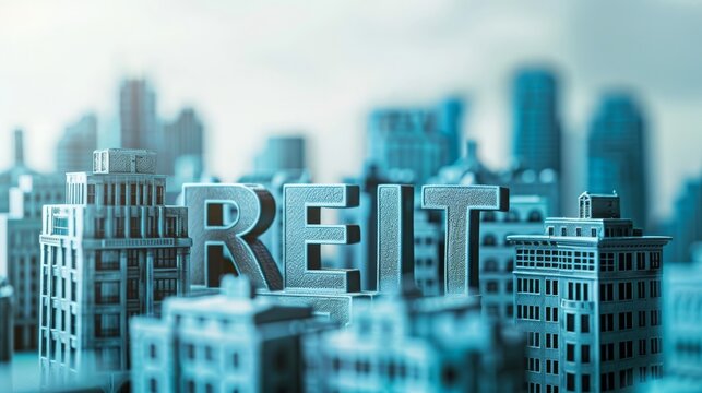 REIT sign, Real Estate Investment Trust, skyscraper background, 16:9