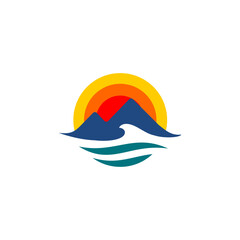 MOUNTAIN OCEAN ICON VECTOR LOGO IMAGE, suitable too for nature element design