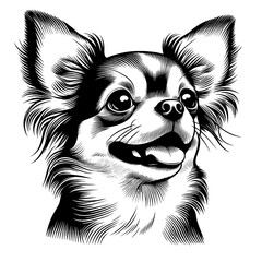 Hand drawn cute Chihuahua portrait, vector sketch isolated on transparent background.	