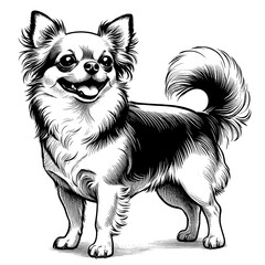 Hand drawn cute Chihuahua in full-body, vector sketch isolated on transparent background.	