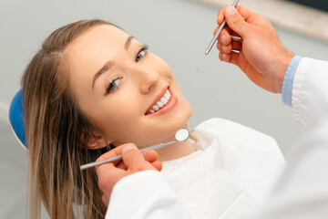 Woman in dental clinic. Dental health care