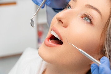 Woman in dental clinic. Dental health care