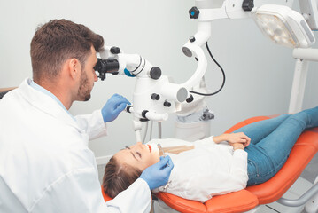 Dental treatment. Woman on dental examination