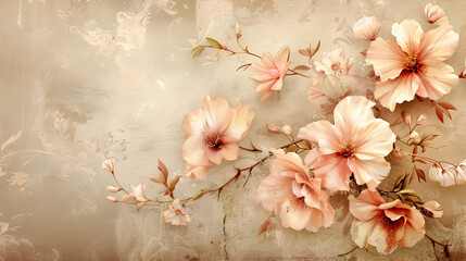 Floral print on beige background. PHOTOGRAPHY


