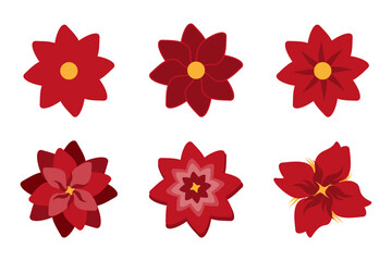 Set of vector simple flowers. Vector illustration of flowers.