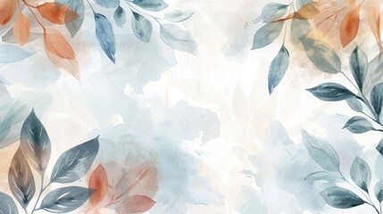 The abstract foliage art background modern is made up of watercolor hand drawn leaves from...