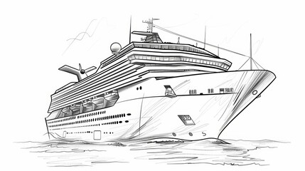 A sketch illustration of a hightech cruise ship sailing in the ocean