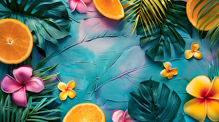 Cool detailed colorful summer background, top view,
