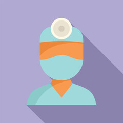 Flat design icon featuring a medical professional with surgical cap and mask in cool tones